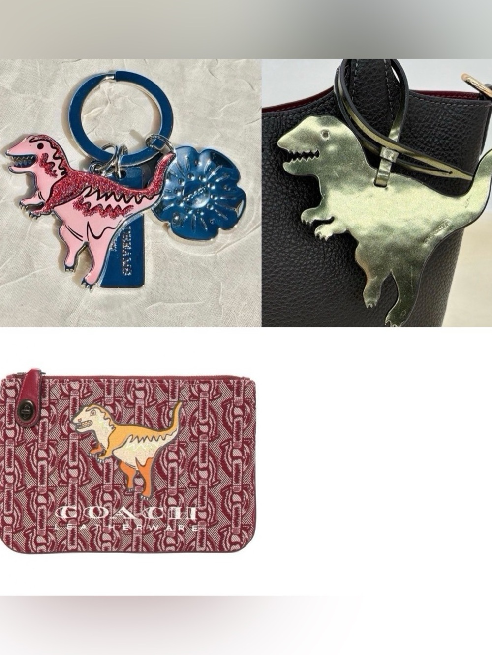 COACH REXY Dinosaur Mascot Lot Bag Charms Keyring Clutch Bag